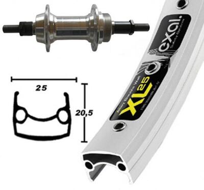 Wiel met as en schroeven exal winora axal xl 25 36 tr. 135 6/7v
