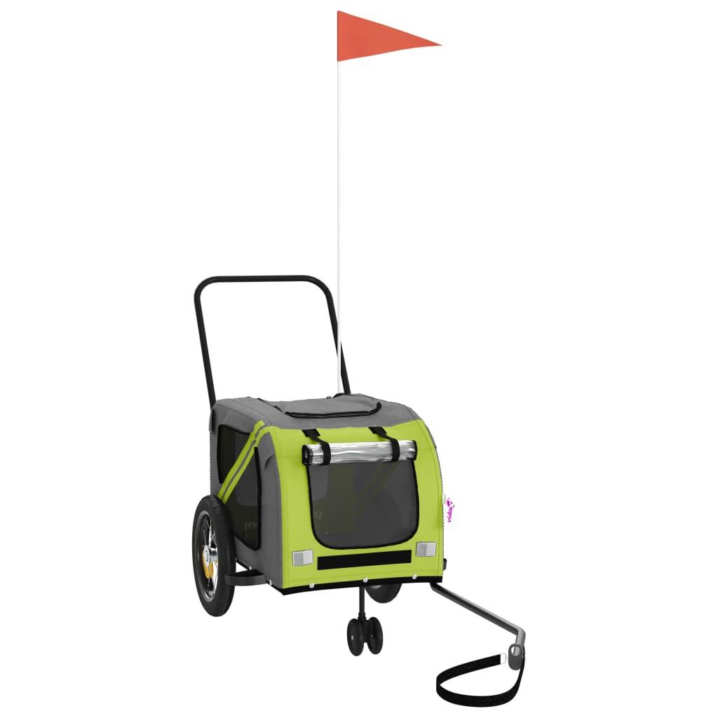 VidaXL Remorque à vélo pour chien Oxford tissu vert et noir 2/4