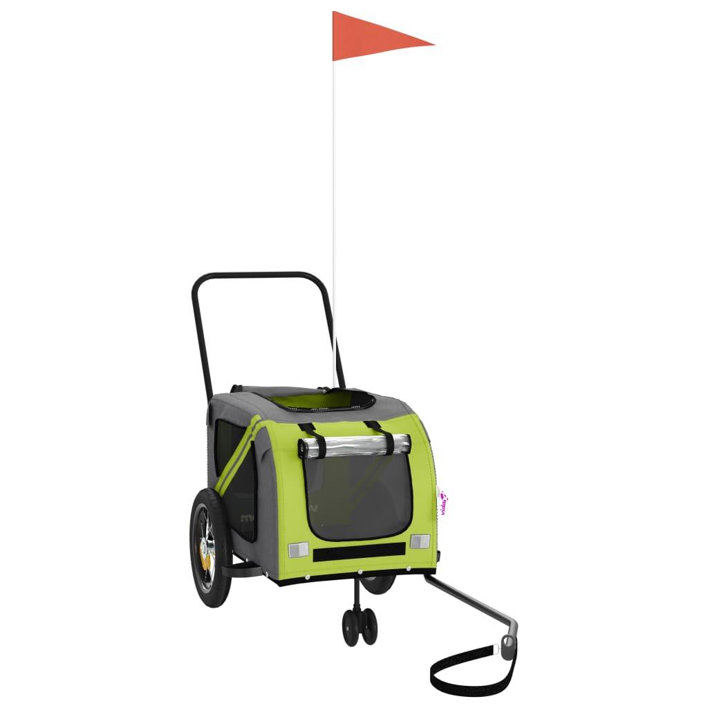VidaXL Remorque à vélo pour chien Oxford tissu vert et noir 3/4