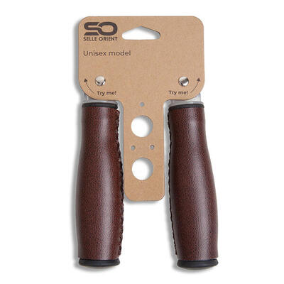 Selle orient fiets handvatten 135 mm bruin kunstleer.