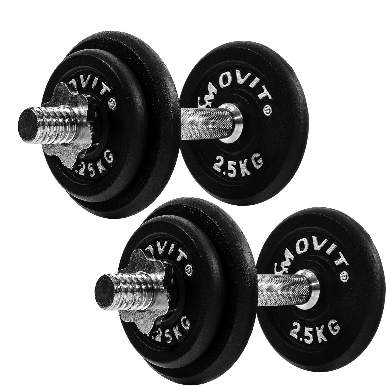 MOVIT Kurzhanteln PRO 2er Set, Gusseisen Hanteln, 20kg, 30kg, 40kg, 50kg, 60kg, Ø 30mm