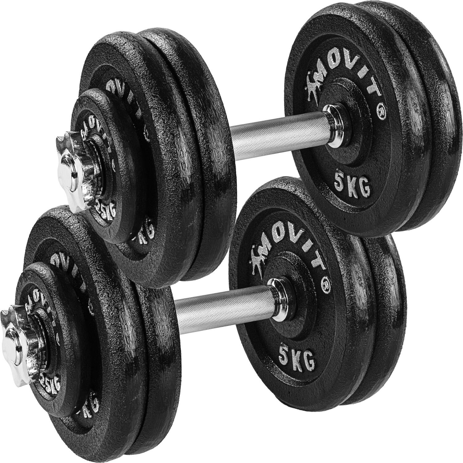 MOVIT Kurzhanteln PRO 2er Set, Gusseisen Hanteln, 20kg, 30kg, 40kg, 50kg, 60kg, Ø 30mm