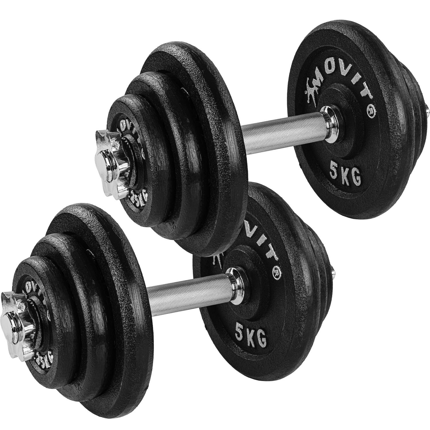 MOVIT Kurzhanteln PRO 2er Set, Gusseisen Hanteln, 20kg, 30kg, 40kg, 50kg, 60kg, Ø 30mm
