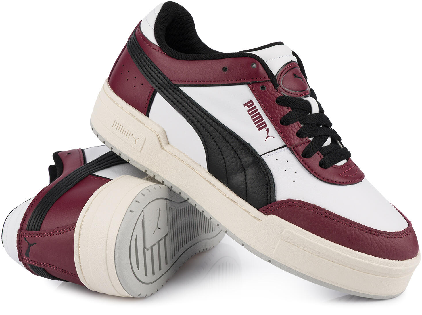 Męskie buty sportowe sneakersy skórzane biało bordowe PUMA CA PRO SPORT LTH 4/7