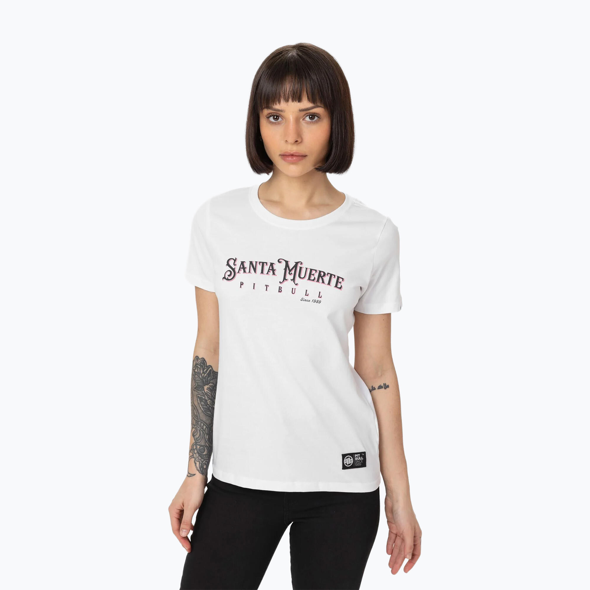 Pitbull - Pitbull Santa Muerte Rose T-shirt Femme - Maillot Manches Courtes - Blanc - 40 M - Decathlon