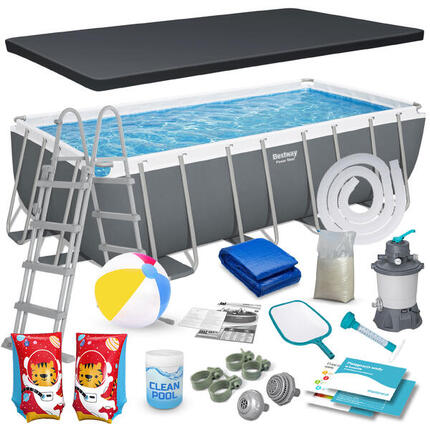 Basen ogrodowy stelażowy 488x244x122 zestaw 18w1 Bestway 56671N