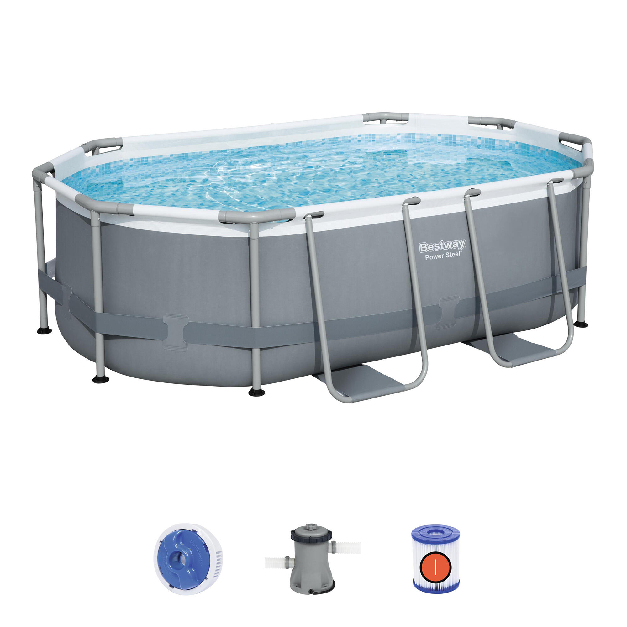 Bestway - Piscine Natation - Power Steel Gris Foncé - Piscine - Blanc|gris|multicolore - Taille Unique - Decathlon