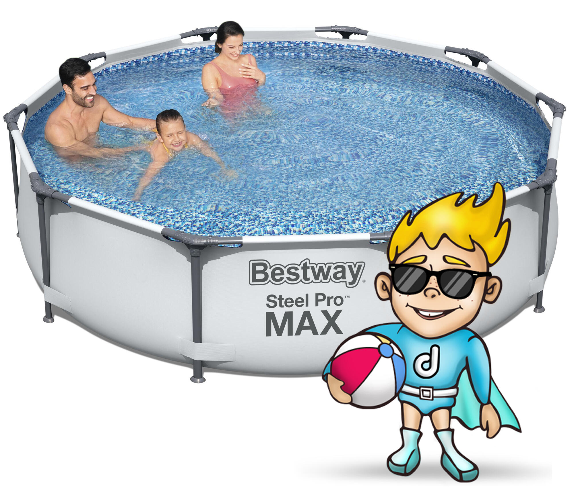 Piscina natación adulto Marco Jardín 305x76 cm Bestway Gris 2/7