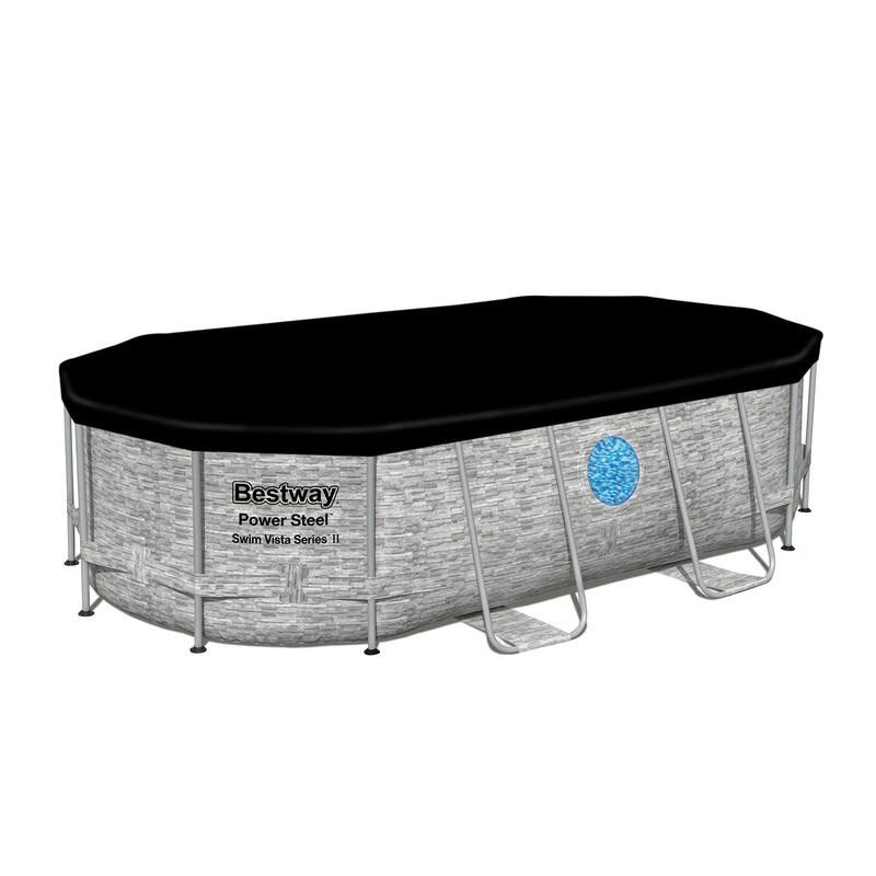 BESTWAY Piscine hors sol ovale Power Steel Swim Vista pierres 488x305x107cm