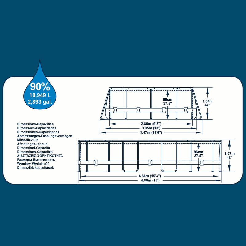 BESTWAY Piscine hors sol ovale Power Steel Swim Vista pierres 488x305x107cm