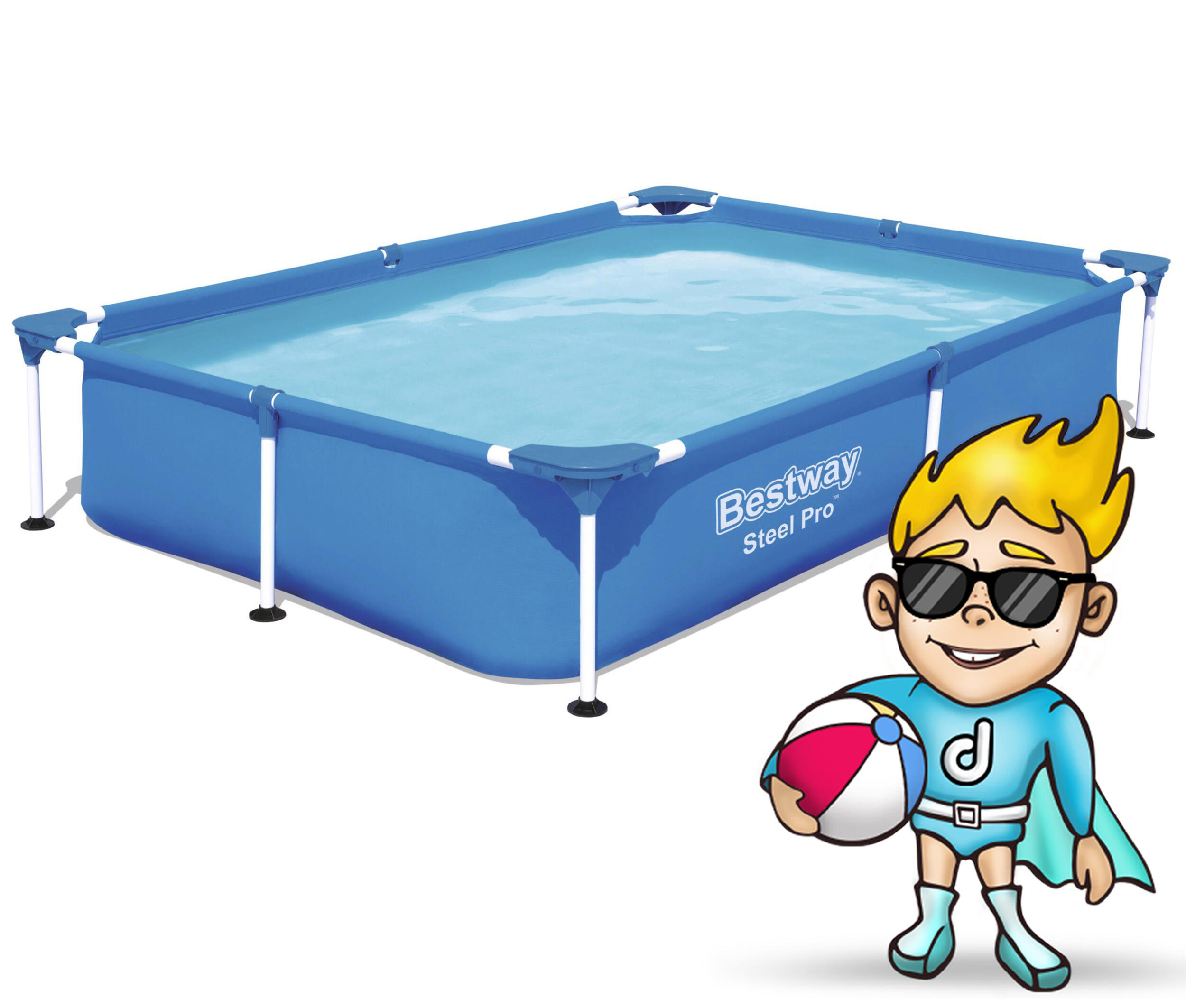 Piscina nuoto, Rettangolare Telaio, Blu 2/5