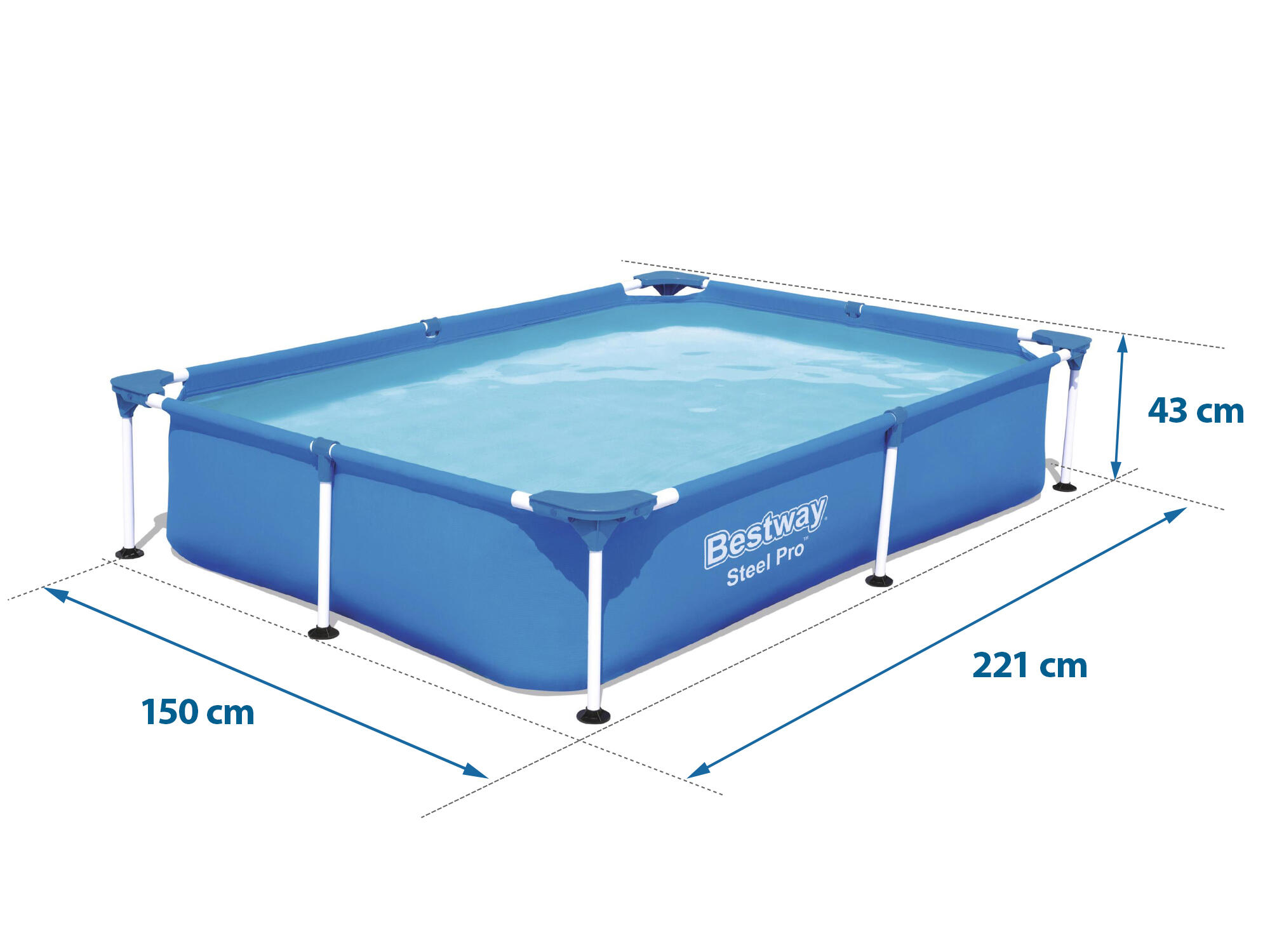 Piscina nuoto, Rettangolare Telaio, Blu 4/5