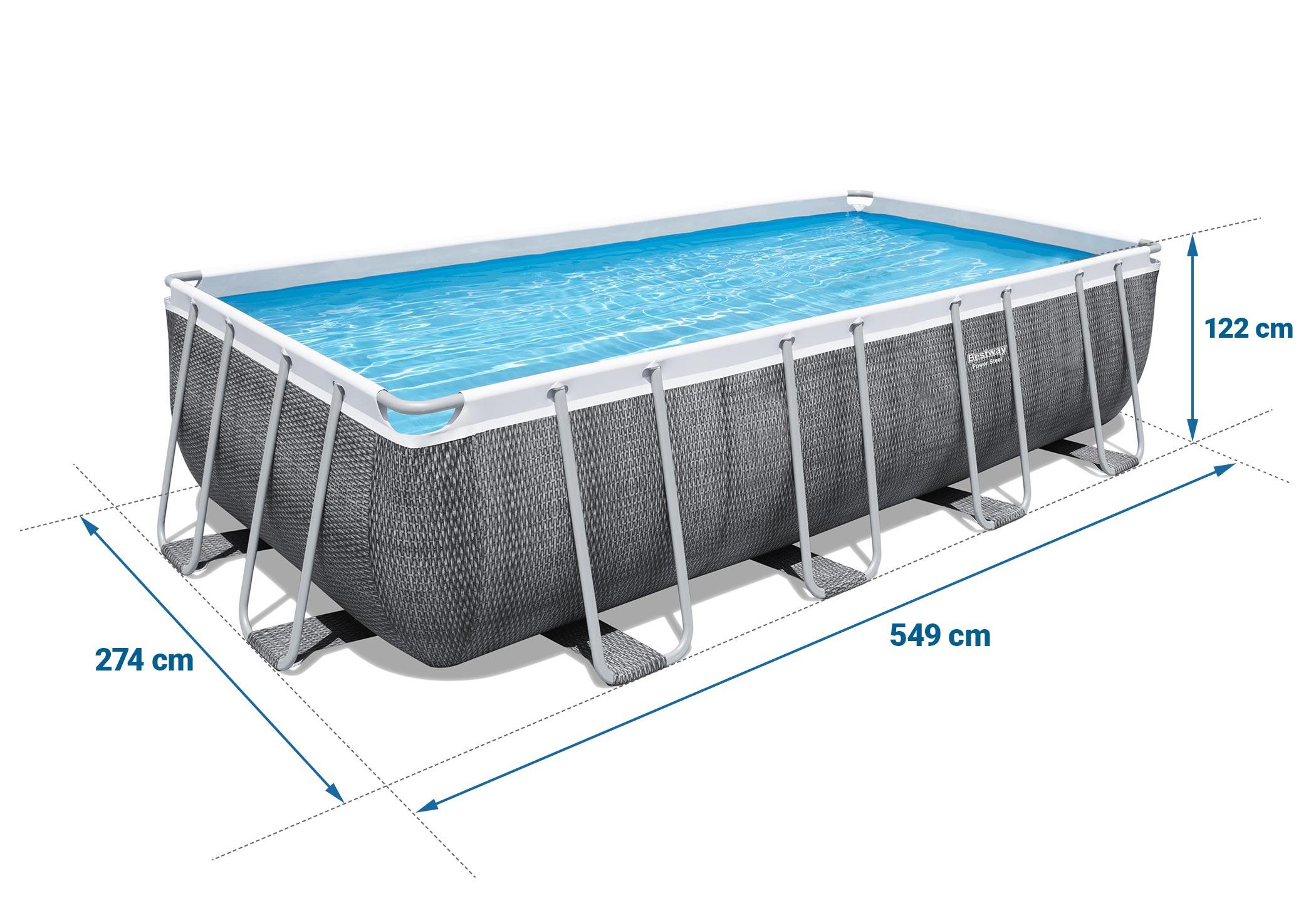 Erwachsene Schwimmen Pool - Power Steel Rechteckig 549 x 274 x 122 cm grau 5/7