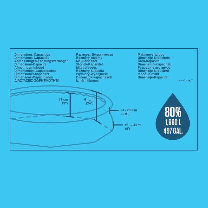 Piscina de criança Bestway Fast Set Ø244x61 cm Filtro de Cartucho 1.249 l/h