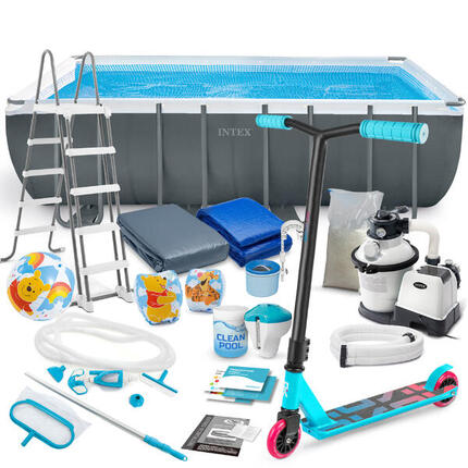 Basen ogrodowy stelażowy 549 x 274 x 132 cm 21w1 Intex 26356 z hulajnogą