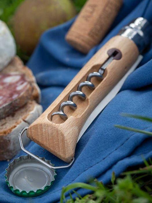 Nóż składany z korkociągiem i otwieraczem + etui