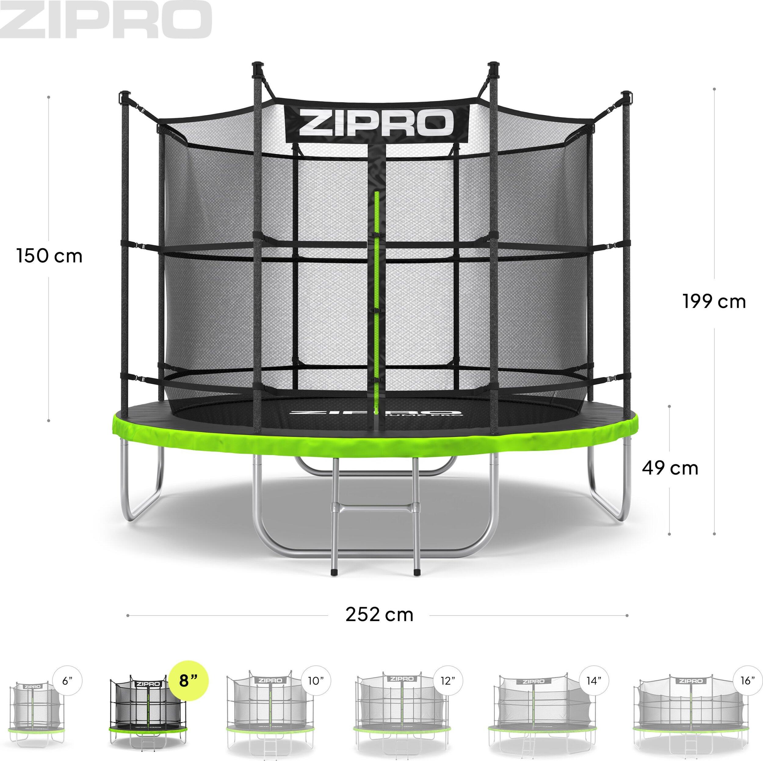 Trampoline ronde Zipro Jump Pro - 8FT 252 cm - met veiligheidsnet intern 2/7