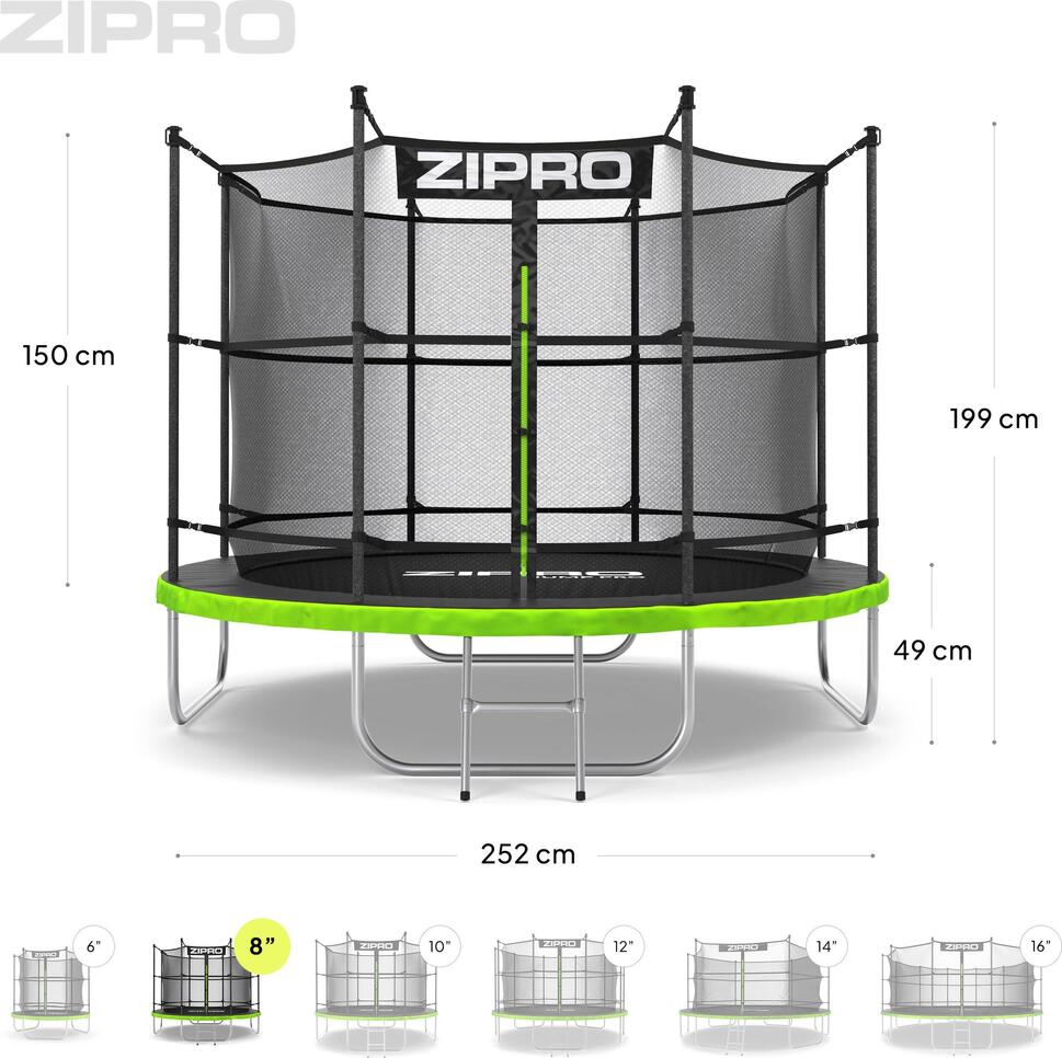 Trampolina ogrodowa Zipro Jump Pro z siatką wewnętrzną 8FT 252cm