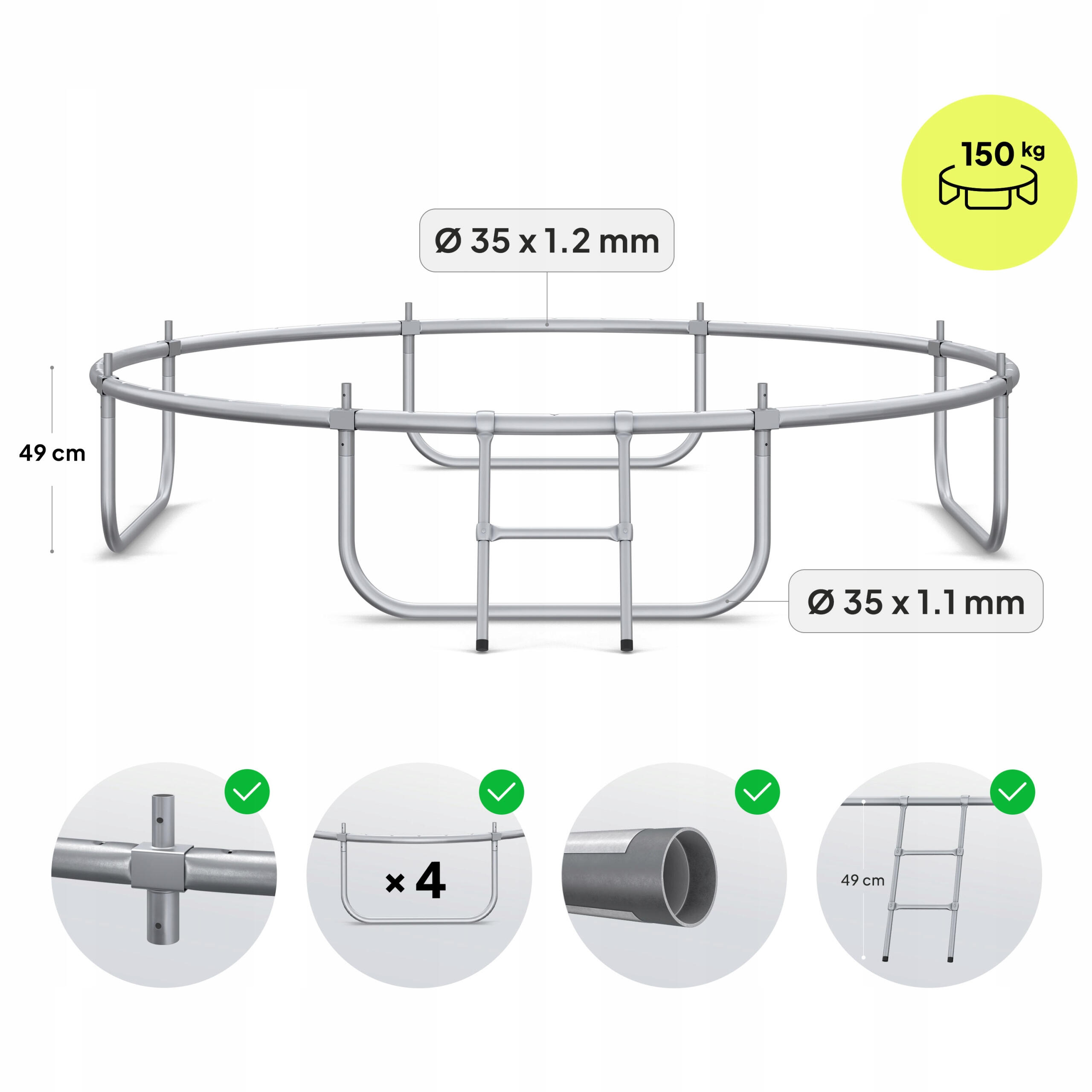 Trampoline ronde Zipro Jump Pro - 8FT 252 cm - met veiligheidsnet intern 7/7