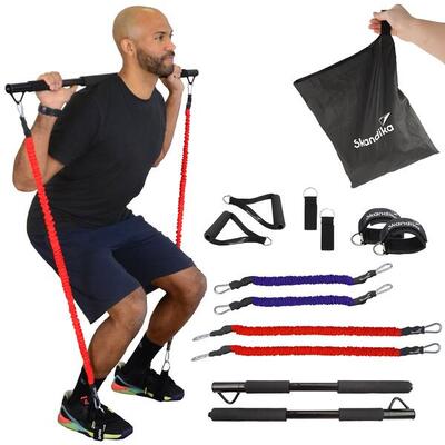 Multi-weerstandsbanden met pilates stick