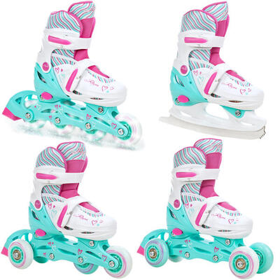 Patines Ajustables 4en1 Ruedas Luminosas Loret Blanco/Rosa/Menta