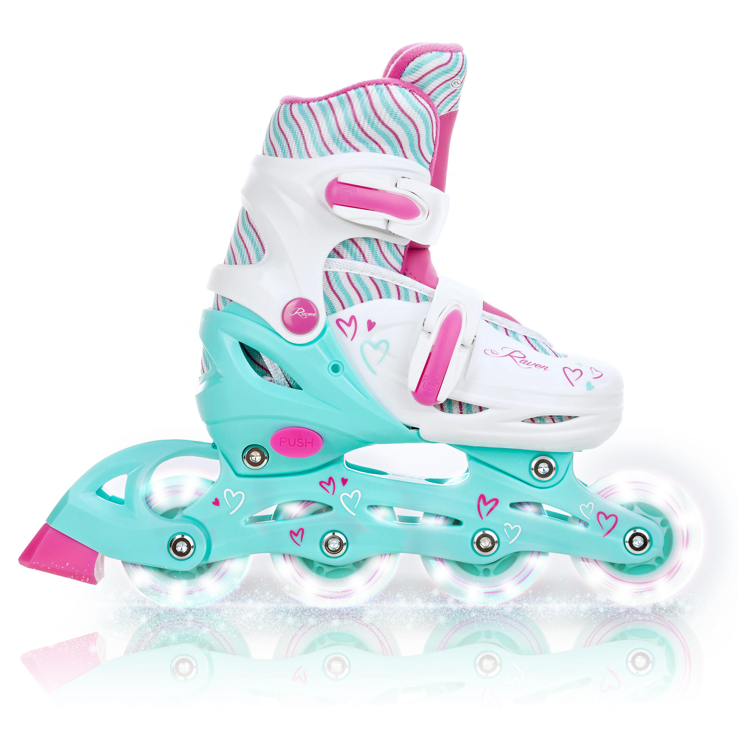 Raven Loret Patins de rodas ajustáveis 2 em 1 com rodas luminosas 4/6