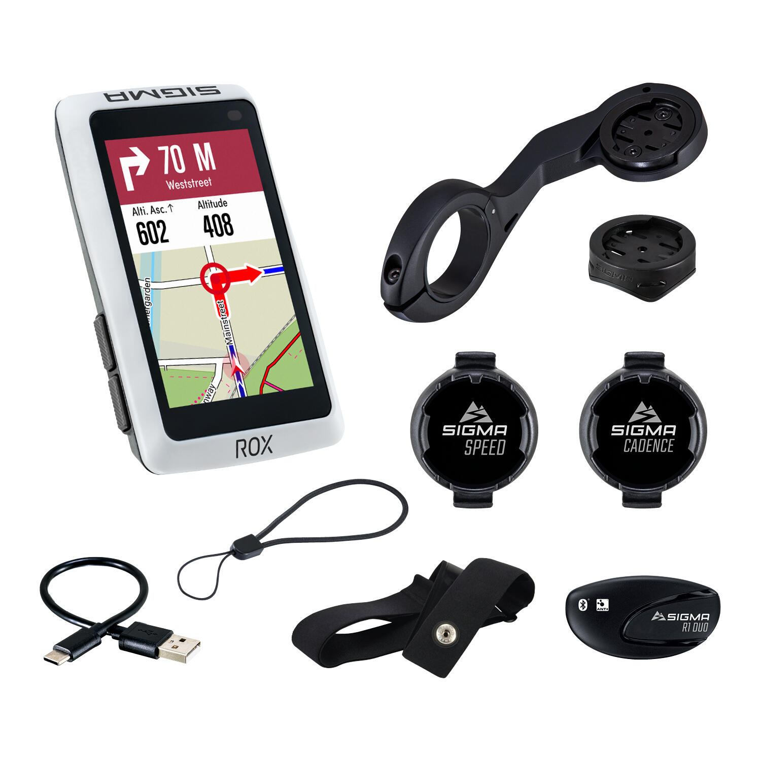 SIGMA ROX 12.1 EVO WIT GPS FIETSCOMPUTER - SENSORPACK