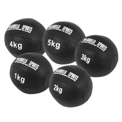 Medicijn bal set 15 kg - 5 trainings ballen - medicine ball - leer