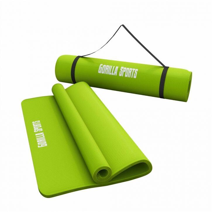 Mata do jogi Gorilla Sports limonkowa 190 x 100 x 1,5 cm