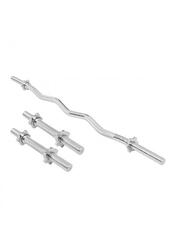 Set d'haltères : 2 barres courtes, 1 barre Curl SZ et 6 étoiles de serrage (vis)