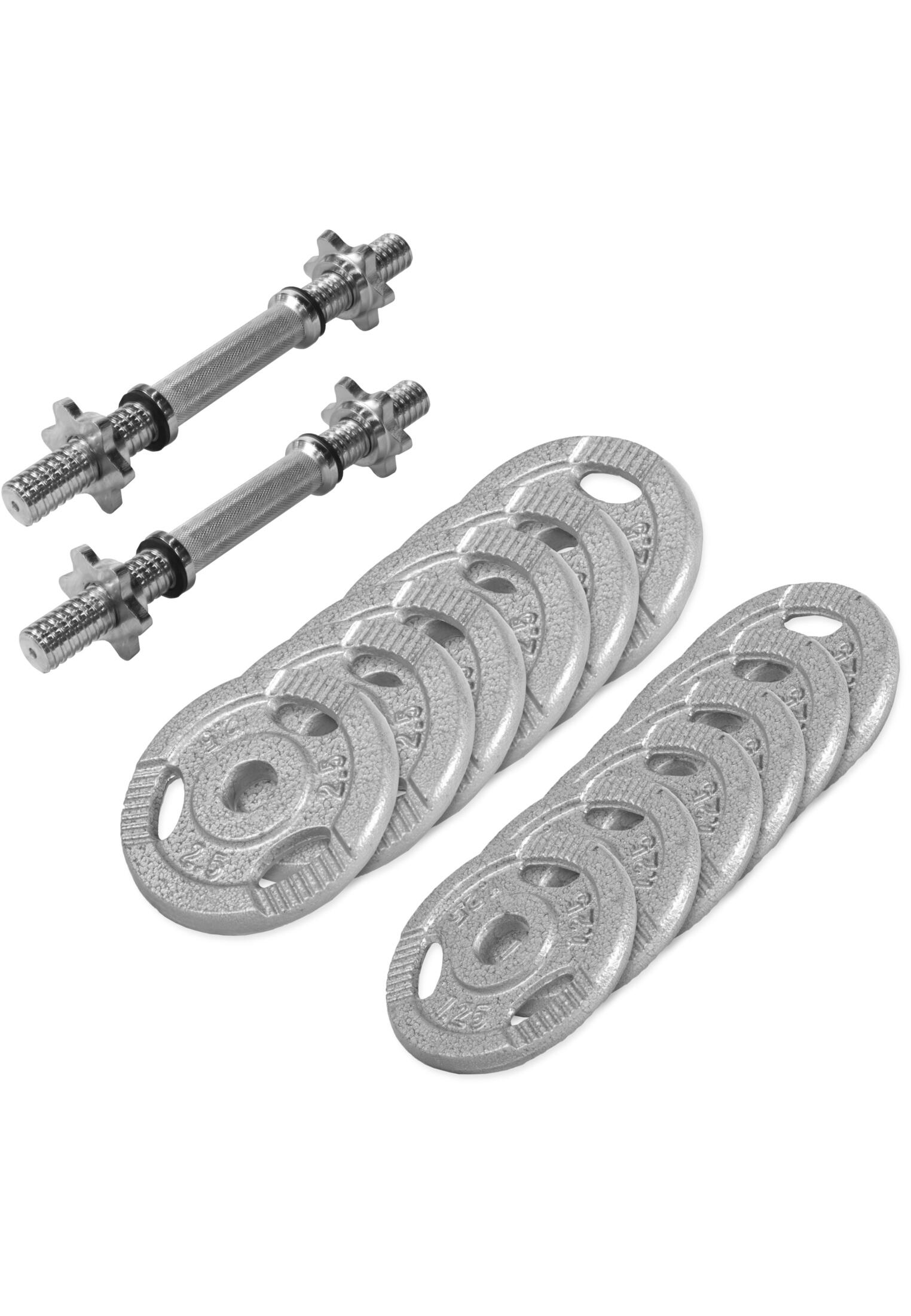 KIT HALTÈRES COURTS 27.5 KG DISQUES EN FONTE AVEC POIGNÉES | MUSCULATION | 30MM/ 1/6