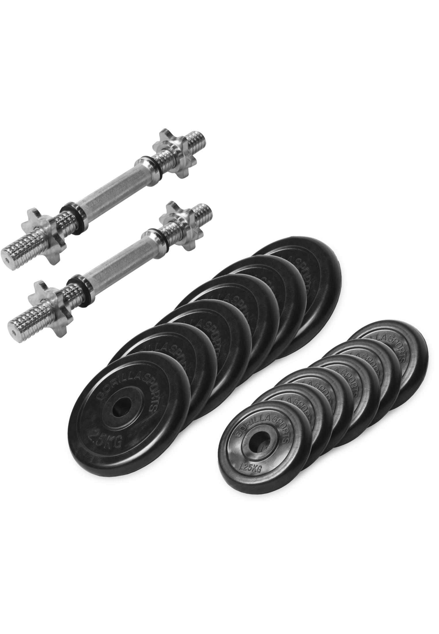 Kit de halteres curtos de 27,5 kg com discos revestidos a borracha | musculação