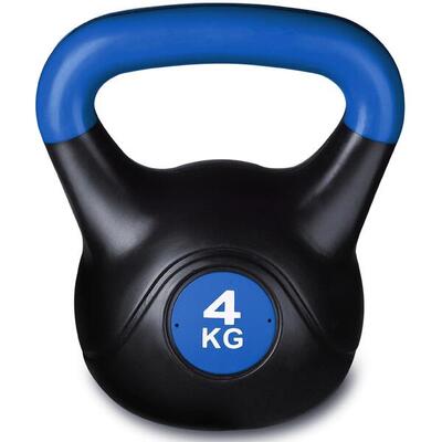 Plastic kettlebell voor bodybuilding en crosstraining indigo zwart-blauw 4 kg