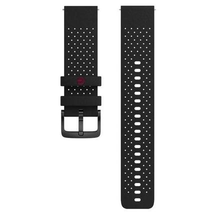 Bracelet silicone 22 mm compatible Polar, noir, fixation à dégagement rapide.