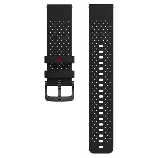Bracelet silicone 22 mm compatible Polar, noir, fixation à dégagement rapide.