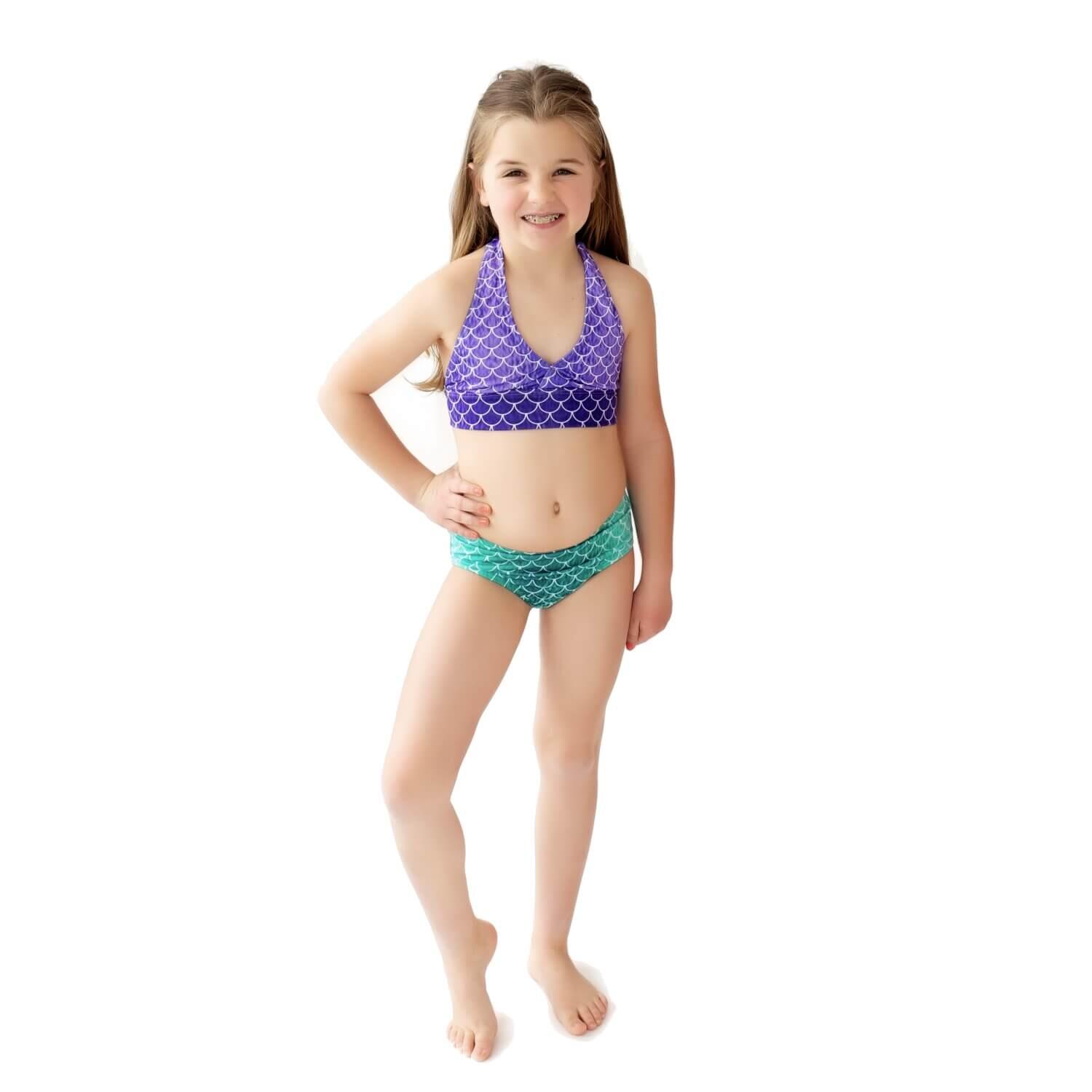 Sun Tails - Bikini Sirene Magic Ariel Jl Bleu/vert Taille Haute Bretelles Réglables - Maillot De Bain 2 Pièces (bikini) - Multicolore|vert - No Size - Decathlon