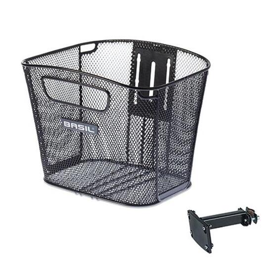 Panier à vélo Basil Bold Front FM - Noir avec support inclus