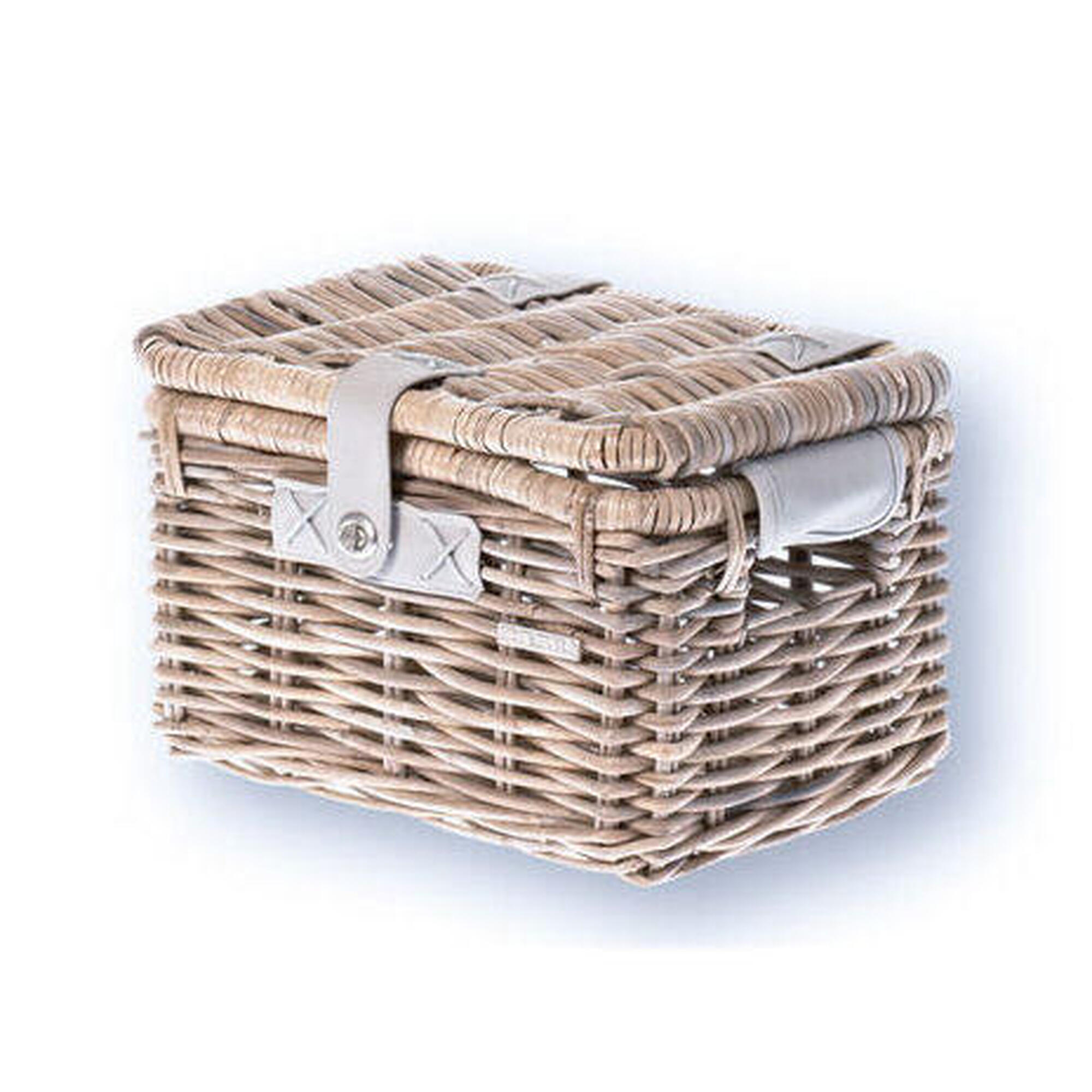 Rattanowy Kosz Na Rower Denton Mały 35 X 24 X 20 Cm - Naturalny Szary