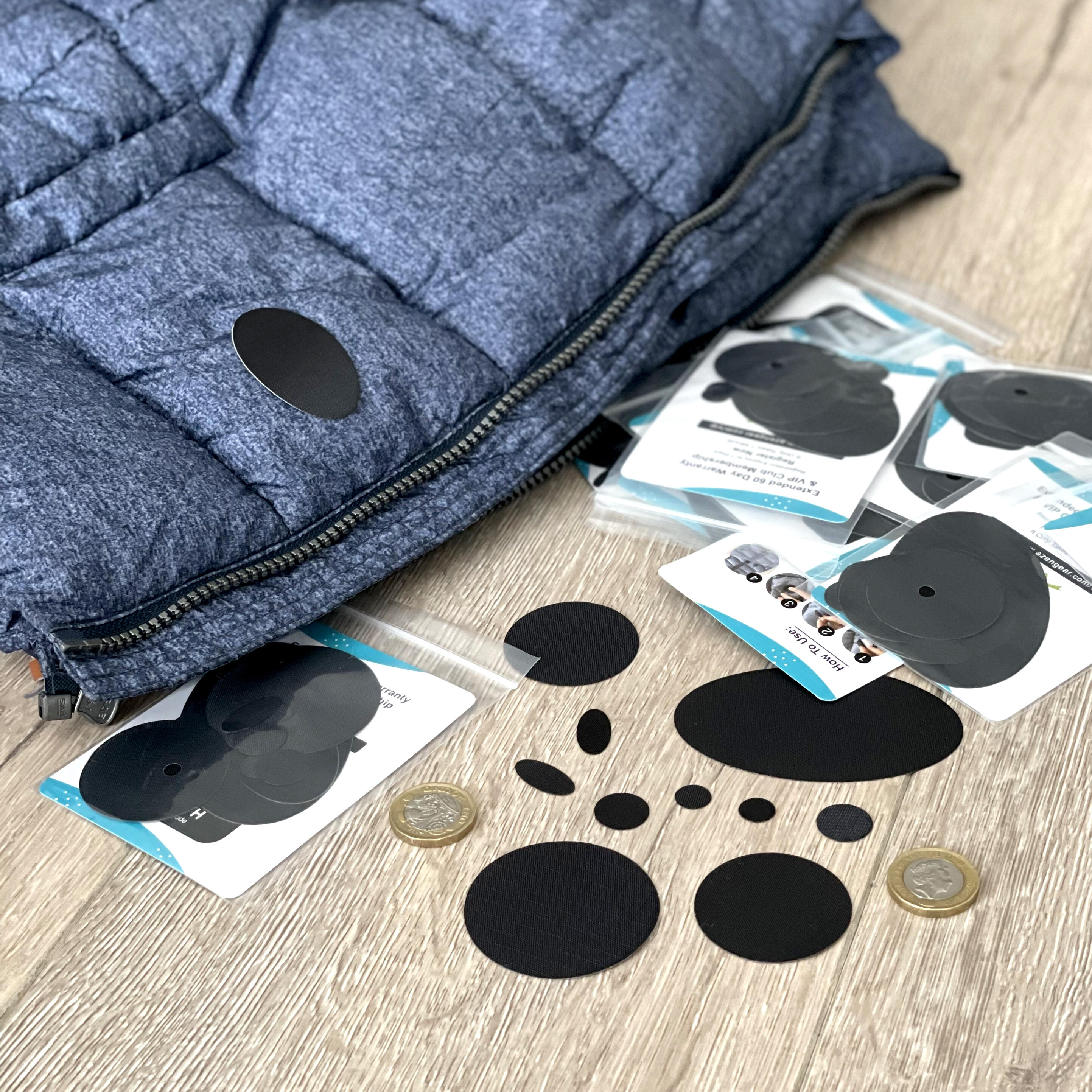 Reparatiepleisters voor donsjacks | waterdicht (zwart) 6/8