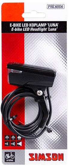 Simson Luna Faro LED per E‑Bike 25 Lux, Fissaggio Forcella, 6–60 V, Nero. 6/6