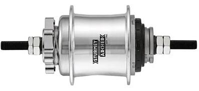 Piasta Sturmey Archer 2-biegi 135 mm 36 otworów hamulec tarczowy srebrna