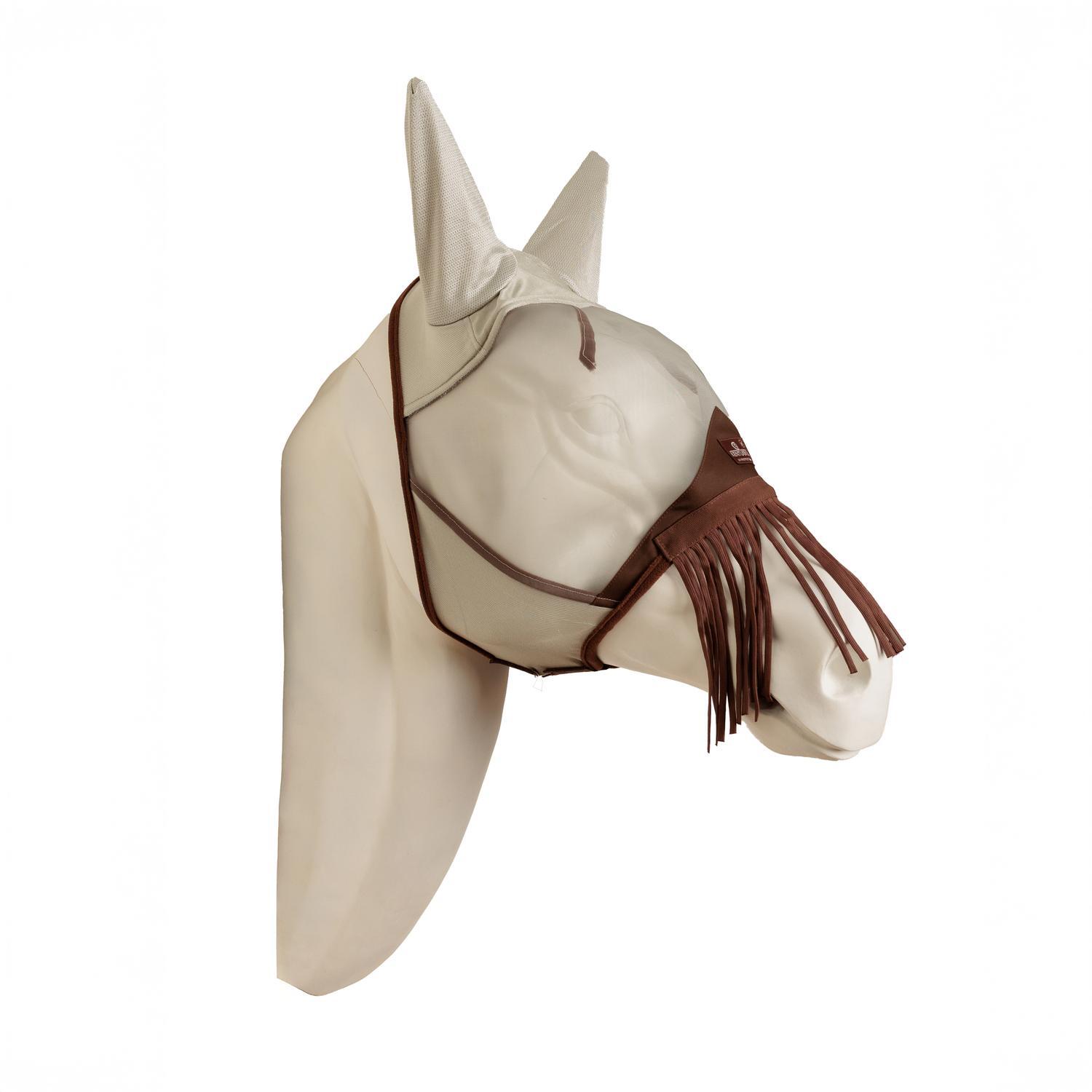 KENTUCKY HORSEWEAR Vliegenmasker classic met oren en nuis tassels silver cob