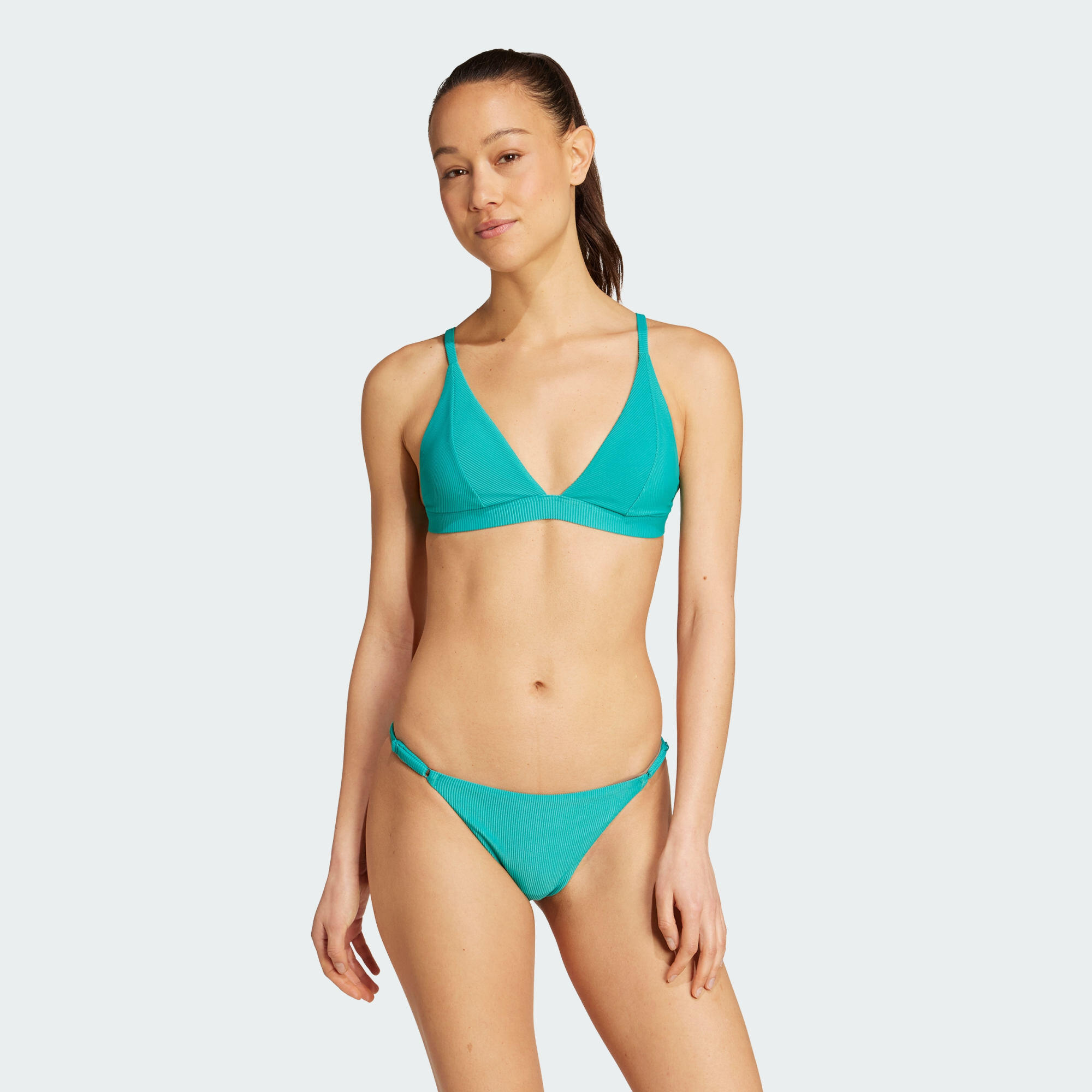 Adidas - Haut De Bikini Triangle Matelassé Côtelé Iconisea - Brassière De Bain - Bleu - Decathlon