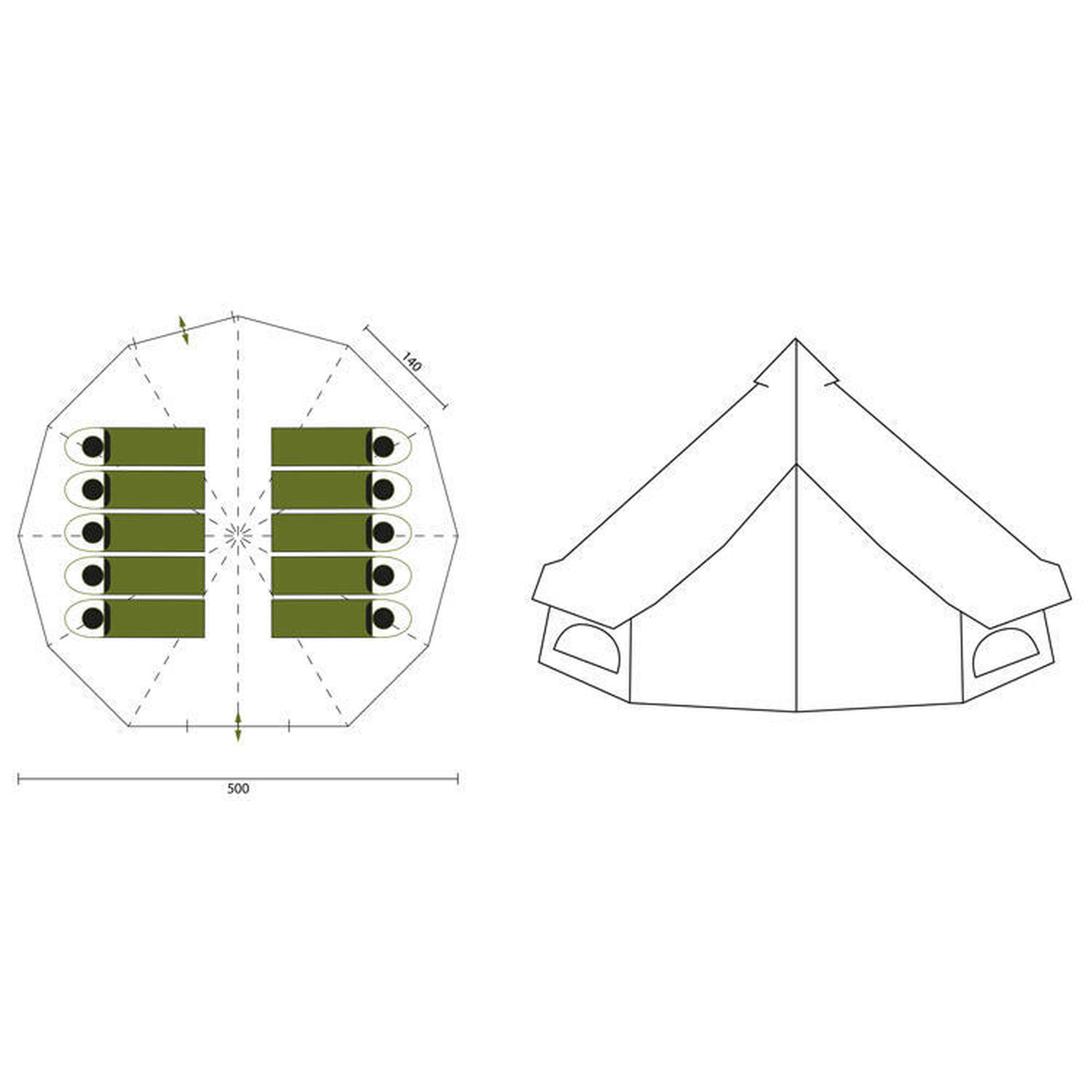 Namiot kempingowy Tipi Jatuni 500 Protect 100% bawełna, 10-osobowy, 1 sypialnia