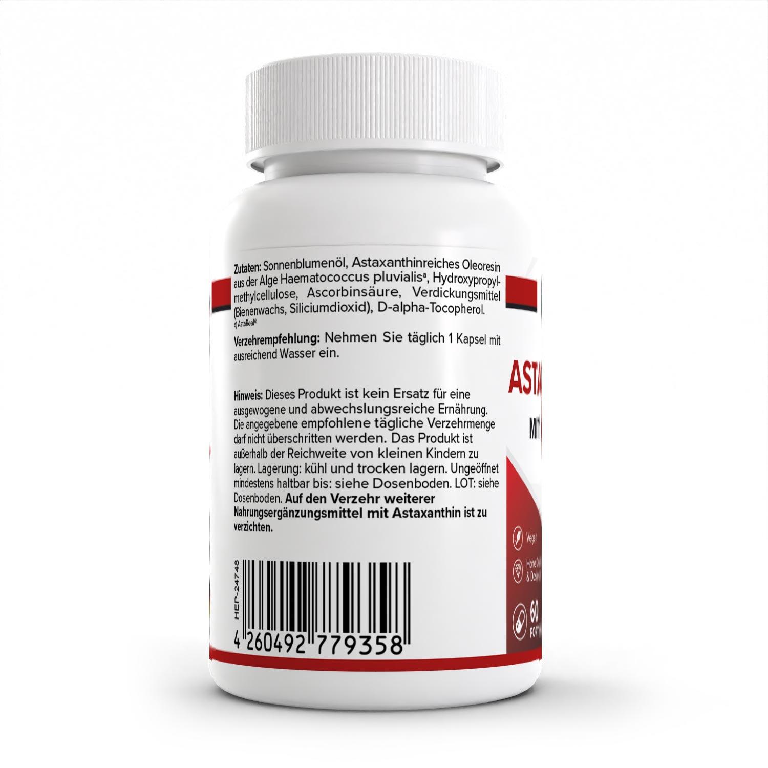 Zec+ Health+ Astaxanthin (60 Caps) Unflavored - Vitamines, minéraux et santé 3/3