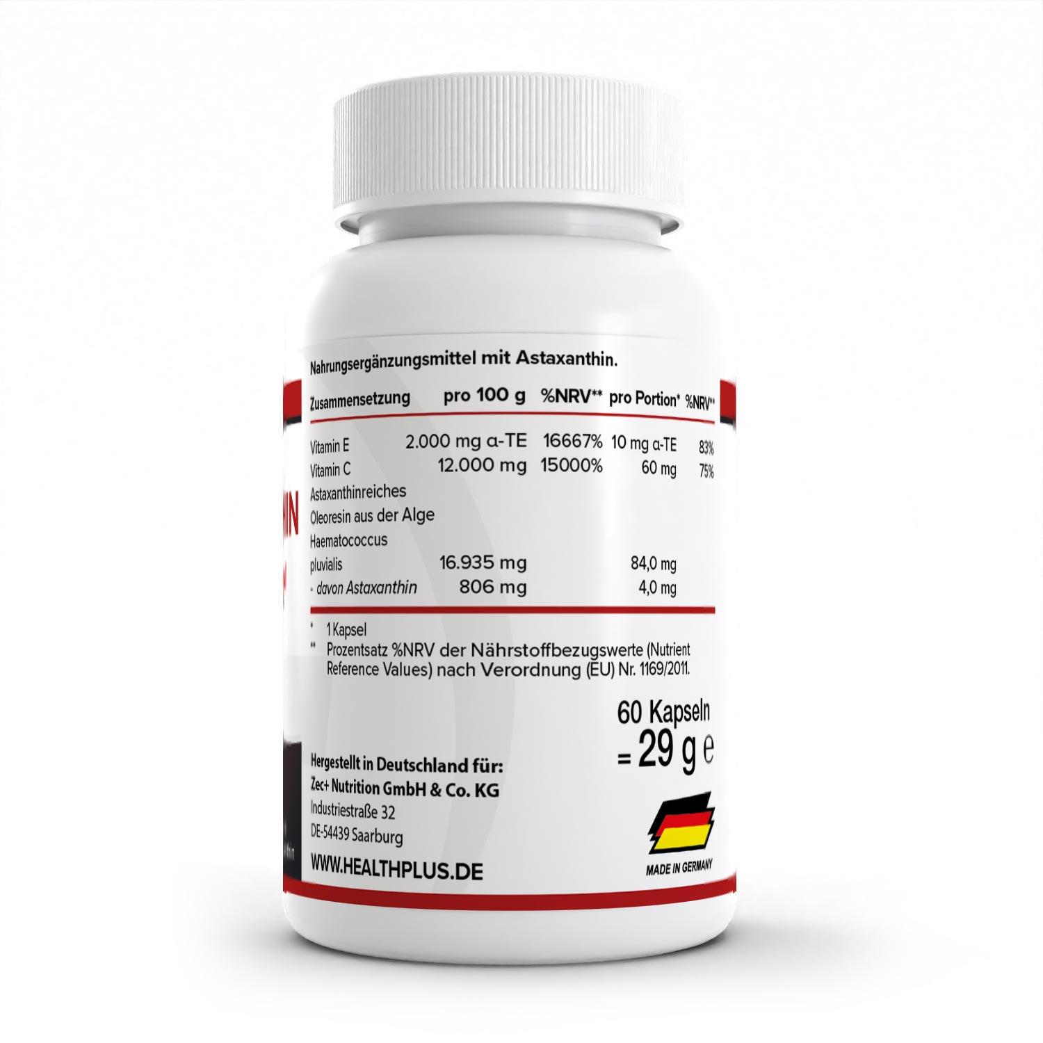 Zec+ Health+ Astaxanthin (60 Caps) Unflavored - Vitamines, minéraux et santé 2/3