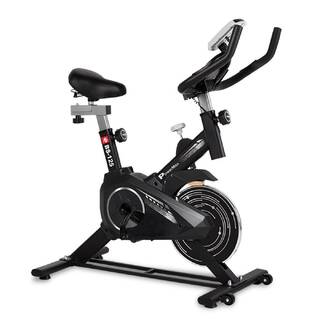 PowerMax Fitness BS-125 Spin Exercise Bike for Home use, 16mm 7Kg Flywheel, Max User Weight 130kg, LCD Display, 2pc Crank, Heart