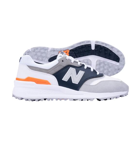 New Balance G 997 SL, Chaussures de golf Hommes, Blanc/Marine/Orange 5/5