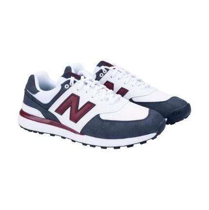 New Balance 574 Greens VS, Zapatos de Golf Hombre, Blanco/Navy/Rojo