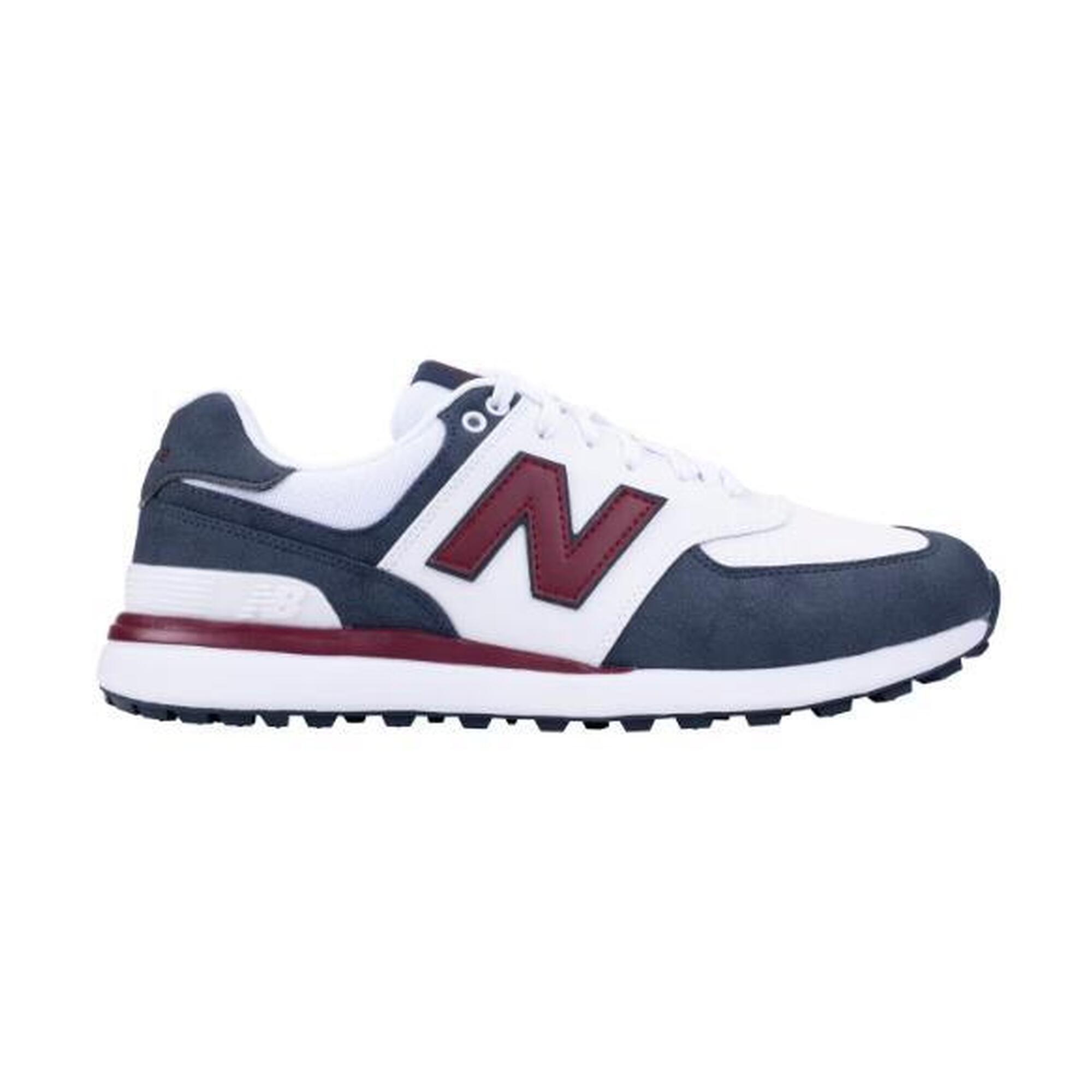New Balance 574 Greens VS, Chaussures de golf pour hommes, blanc/marine/rouge